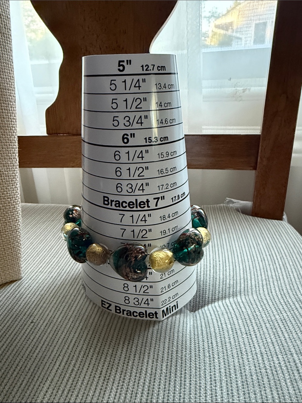 Dichroic Glass Heart Pendant Necklace & green gold stretch bracelet bracelet - Picture 5 of 6